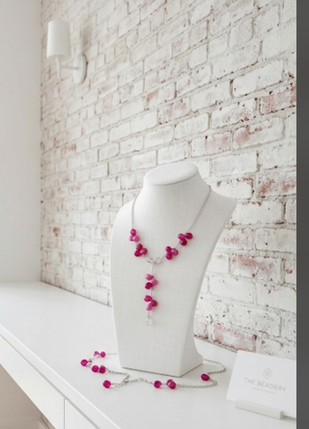 Fuchsia Beaded Y-Drop Necklace - Women Jewelry